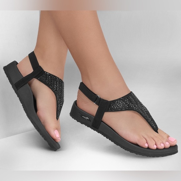 Skechers Shoes - NWT Skechers Yoga Foam Meditation Black Rhinestone Women's Sandal